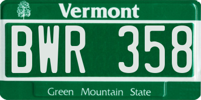 VT license plate BWR358