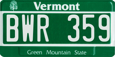 VT license plate BWR359