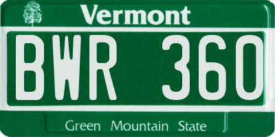 VT license plate BWR360