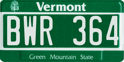 VT license plate BWR364