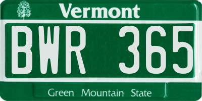 VT license plate BWR365