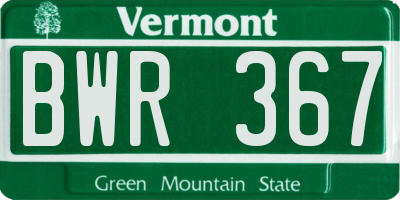 VT license plate BWR367