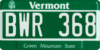 VT license plate BWR368