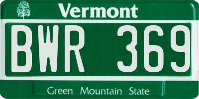 VT license plate BWR369