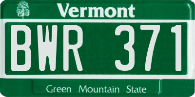 VT license plate BWR371