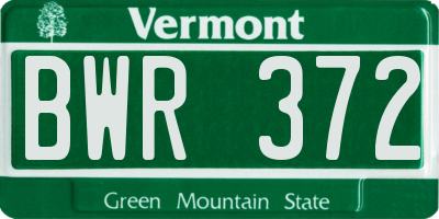 VT license plate BWR372