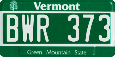 VT license plate BWR373