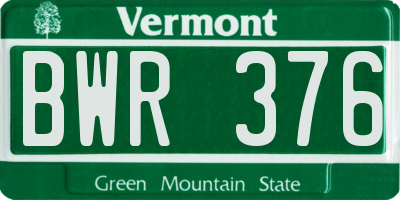 VT license plate BWR376