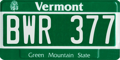VT license plate BWR377