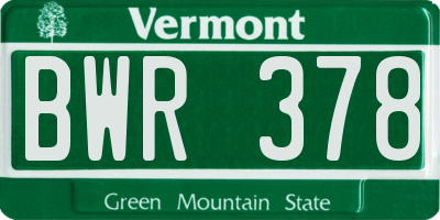 VT license plate BWR378