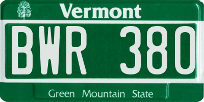 VT license plate BWR380