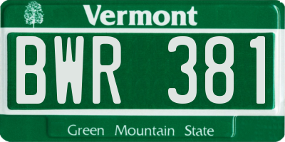 VT license plate BWR381