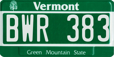 VT license plate BWR383