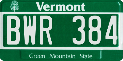 VT license plate BWR384