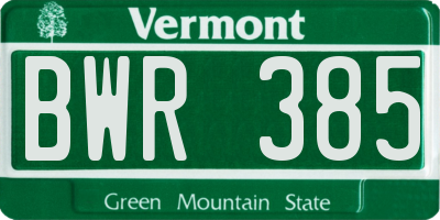 VT license plate BWR385