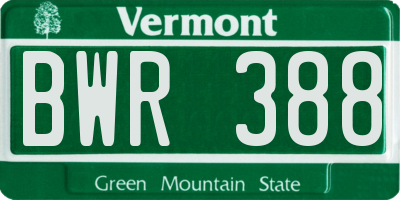 VT license plate BWR388