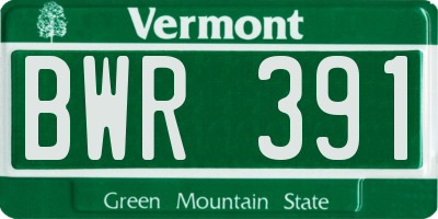 VT license plate BWR391