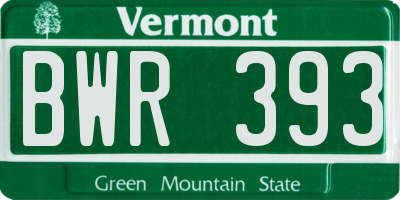 VT license plate BWR393