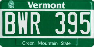 VT license plate BWR395