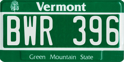 VT license plate BWR396