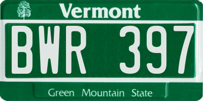 VT license plate BWR397