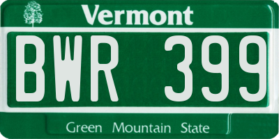 VT license plate BWR399