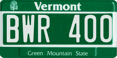 VT license plate BWR400