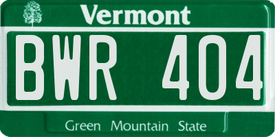VT license plate BWR404