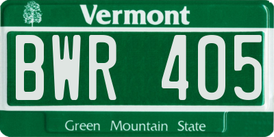 VT license plate BWR405