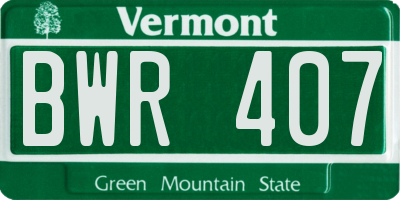 VT license plate BWR407