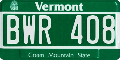 VT license plate BWR408