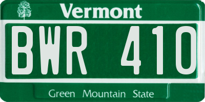 VT license plate BWR410