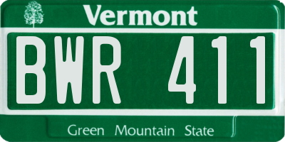 VT license plate BWR411