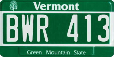 VT license plate BWR413