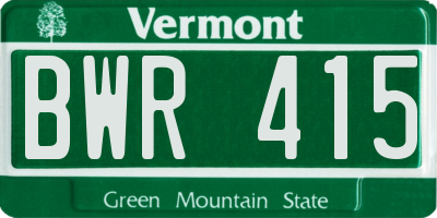 VT license plate BWR415