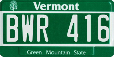 VT license plate BWR416