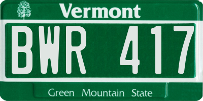 VT license plate BWR417