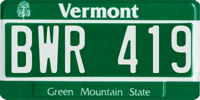 VT license plate BWR419