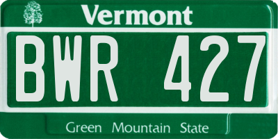 VT license plate BWR427