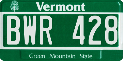 VT license plate BWR428