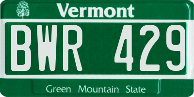 VT license plate BWR429