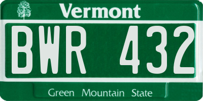VT license plate BWR432