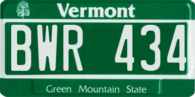 VT license plate BWR434