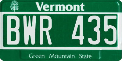 VT license plate BWR435