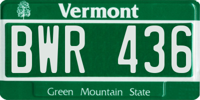 VT license plate BWR436