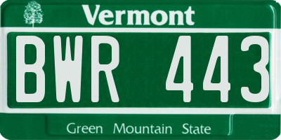 VT license plate BWR443