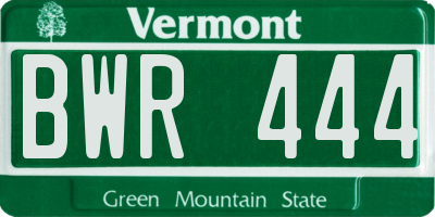 VT license plate BWR444