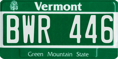 VT license plate BWR446