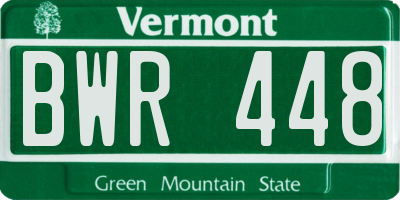 VT license plate BWR448
