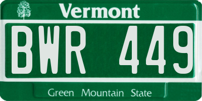 VT license plate BWR449